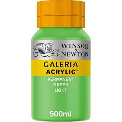 Abbildung von Winsor &amp; Newton 2150483 Galeria Acrylfarbe, hohe Pigmentierung, lichtecht, buttrige Konsistenz, 500 ml Topf Permanentgrün Hell