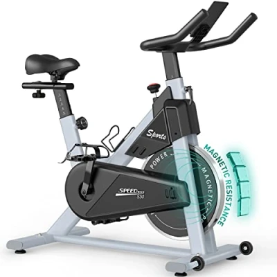 Abbildung von PASYOU Heimtrainer Fahrrad mit Magnetischer Widerstand, Fitnessbike Riemenantrieb, LCD Monitor RPM, IPad Halterung Hometrainer 150 kg Belastbar