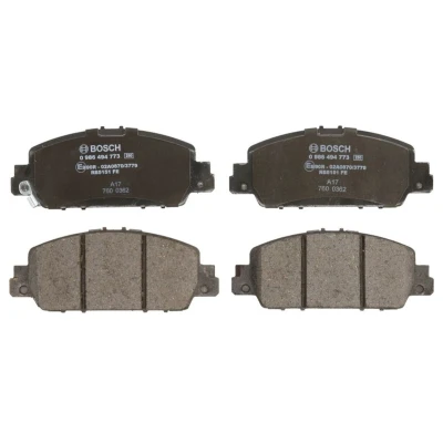 Abbildung von BOSCH 0 986 494 773 Bremsbelagsatz Low Metallic mit akustischer Verschleißwarnung Anti Quietsch Blech HONDA: HR V II