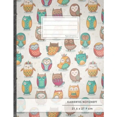 Abbildung von Kariertes Notizbuch A4 Format, 100+ Seiten, Soft Cover, Register, Mit Rand, „Lustige Eulen“ Original #GoodMemos Quad Ruled Notebook Perfekt als Matheheft, Skizzenbuch, Arbeitsheft, Tagebuch