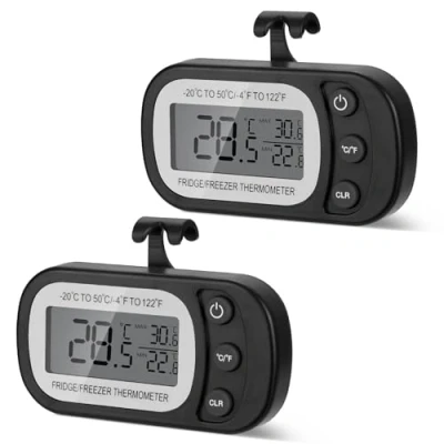Abbildung von AiQlnu 2 Stück Digitale Kühlschrank Thermometer, Magnetische Gefrierschrank Küchenthermometer mit Haken, Leicht ablesbares LCD Display, für Zuhause, Restaurants, Bars, Cafés