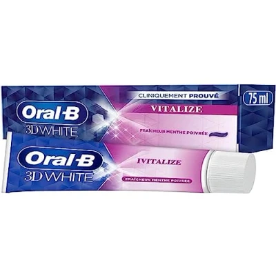 Abbildung von Oral B Zahnpasta 3D White Vitalize 75 ml, entfernt bis zu 87 Prozent der Flecken auf Oberfläche für weißere Zähne