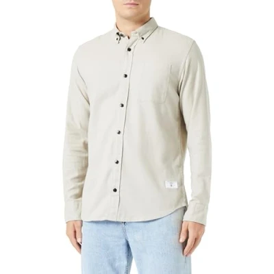Abbildung von JACK &amp; JONES Herren Jprblubrook Solid Twill Shirt L/S Freizeithemd, Island Fossil/Fit:comfort Fit, M EU