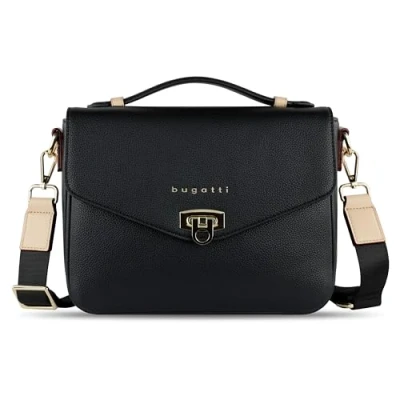 Abbildung von Bugatti Ella Classic Bag für Damen, Umhängetasche aus Kunstleder, Henkeltasche, schwarz