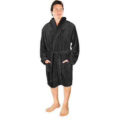 Abbildung von NY Threads Schalkragen Morgenmantel für Männer, Kuschelig weich, Loungewear und Nachtwäsche (Mittel, Stahlgrau)