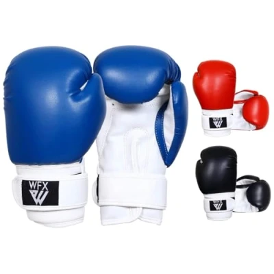 Abbildung von WFX Kinder Boxhandschuhe für Kampfsport Sparring Junior Praxishandschuhe strapazierfähiges Leder MMA Trainingshandschuhe Boxsack Handschuhe Schlaghandschuhe Muay Thai Kickboxen Jungen