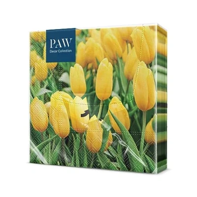 Abbildung von PAW Servietten 3 lagig (33 x 33 cm) I 20 Stück Perfekt für Geburtstage, Partys, Hochzeiten, Kommunion und Feiern Papierservietten Bunt Garten, Frühling, Ostern Farbe: Tulips Field