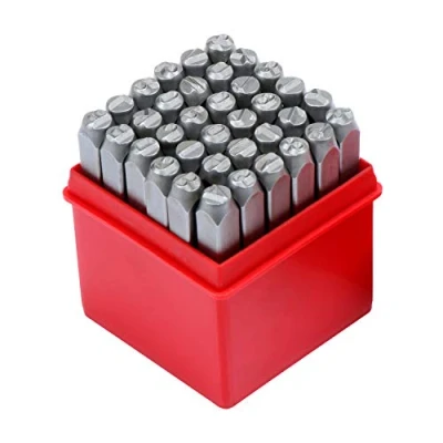 Abbildung von WiMas 36PCS Zahlen und Buchstaben Punch Set, 6mm Stahl Metall Set Leder Stamp