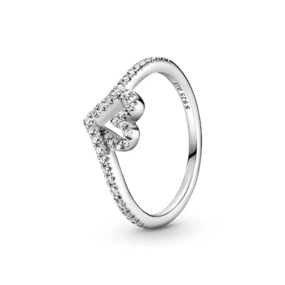 Abbildung von PANDORA Wish Funkelnder Wishbone Herz Ring aus Sterling Silber/Ringgröße 52