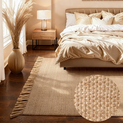 Abbildung von HANSE Home Teppich "Fjord" rechteckig 10 mm Höhe Jute, Handgemacht, Naturteppich, Wohnzimmer, Läufer, Fransen