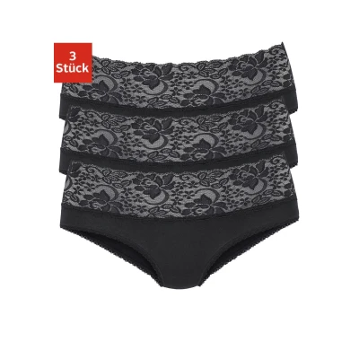 Abbildung von Vivance Slip, (3er Pack), aus elastischer Baumwolle mit floraler Spitze