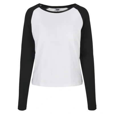 Abbildung von Urban Classics Ladies Contrast Raglan Longsleeve Langarmshirt, Damen, Größe: 3XL, White/black