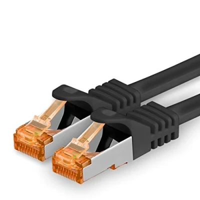 Abbildung von 1aTTack.de 1m Cat.7 Netzwerkkabel Schwarz 1 Stück Gigabit Ethernet LAN Kabel 10000 Mbit S Patchkabel Cat7 FTP PIMF Schirmung LSZH Rohkabel Rj45 Stecker Cat 6a x Meter