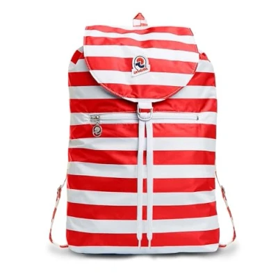 Abbildung von Invicta Tagesrucksack, Backpack für Reise Ausflüge &amp; Freizeit; Damen Herren, mit Hüftgurt faltbar weiß/rot, zweifarbiges Muster, 8 LT, Extra leicht, MINISAC NEXT