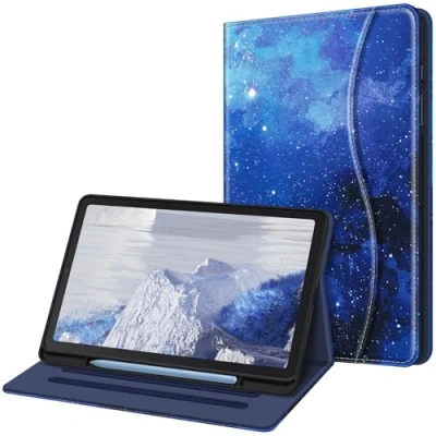 Abbildung von Fintie Hülle für Samsung Galaxy Tab S6 Lite 10.4 2024/2022/2020, Soft TPU Rückseite Gehäuse Schutzhülle mit S Pen Halter und Dokumentschlitze, Sternenhimmel