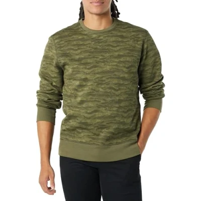 Abbildung von Amazon Essentials Herren Fleece Sweatshirt mit Rundhalsausschnitt (erhältlich in Big &amp; Tall), Grün Abstrakte Tarnung, XL