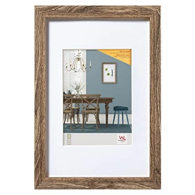 Abbildung von walther design Bilderrahmen nussbaum 40 x 50 cm mit Kunstglas und Passepartout Fiorito Holzrahmen EFX050N