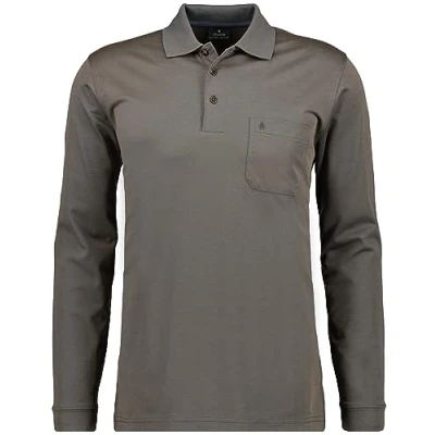 Abbildung von RAGMAN Herren Softknit Polo mit Brusttasche, Langarm M, Taupe dunkel 867