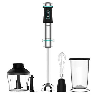 Abbildung von Cecotec Stabmixer Power TitanBlack 1200 XL Cream&amp;Crush. W, CrossBlades Technologie mit 4 Klinge Blättern schwarzer Titan Beschichtung, extralangem Fuß, Spritzschutz Klingeneinsatz