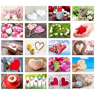 Abbildung von Set 20 Postkarten mit Herz Motiven zur Hochzeit Geschenkidee Hochzeitsspiel Liebe Valentinstag Geburtstag Danke