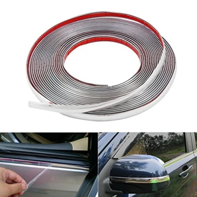 Abbildung von Universal Chrom Zierleiste Auto 10mm x 15m Flexible Zierleisten Selbstklebend Chromleiste Stoßstange Leisten Streifen Aufkleber