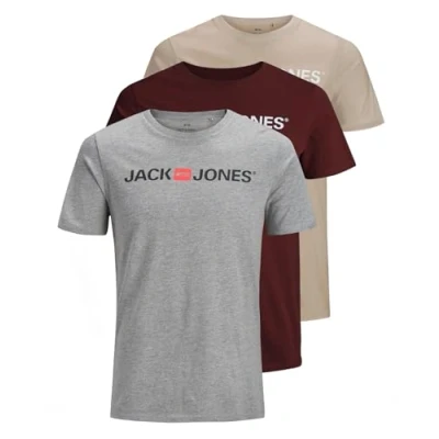 Abbildung von JACK &amp; JONES Herren JJECORP Logo Tee SS Crew Neck 3PKMP Crockery/1Crockery1LGM1PortRoy, M