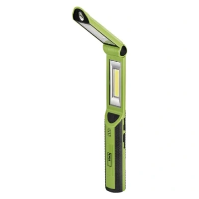 Abbildung von EMOS aufladbare LED Arbeitsleuchte ausklappbar mit Powerbank 670lm, max. 40 m 3 Leuchtmodi 10 Stunden USB Kabel für Hobbybastler und Außenbereich grün schwarz