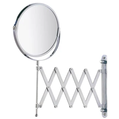 Abbildung von WENKO Kosmetik Wandspiegel Teleskop Exclusiv, Kosmetikspiegel mit 3 Fach Vergrößerung, Stufenlos ausziehbar, Schwenkbar, Höhenverstellbar, Spiegel: Ø 16 cm, 19 x 38,5 50 Chrom