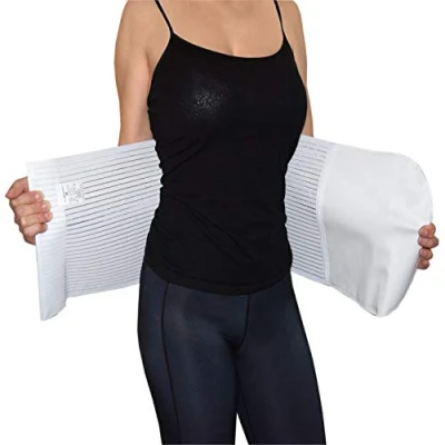 Abbildung von BODYPERFECT Postpartum buikwrap Bauchgurt Nach op Verstelbaar Rückbildungsgürtel Geburt Kaiserschnitt Schwangerschaft mit Rückenunterstützung Unisex 28 cm (Weiß, M)