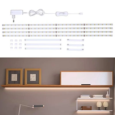 Abbildung von B.K.Licht LED Leiste aus 4 Strips, An /Ausschalter, neutralweiße Lichtfarbe, Unterbauleuchte Küche, Lichtleiste Schrankbeleuchtung, Küchenlampe, 200x0,8x0,2 cm, Weiß