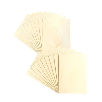 Abbildung von Ideen mit Herz Grußkarten Set Perlmutt Veredelung 10 Karten ca. 250 g/m² + Umschläge 120 In Creme 10,5 cm x 14,8 (C6)