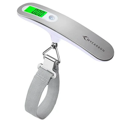 Abbildung von MYCARBON Digitale Kofferwaage Gepäckwaage Analog für Reisekoffer Küche Angeln 50KG / 110 lb Hängewaage Digitalwaage Fischwaage (Silber3)