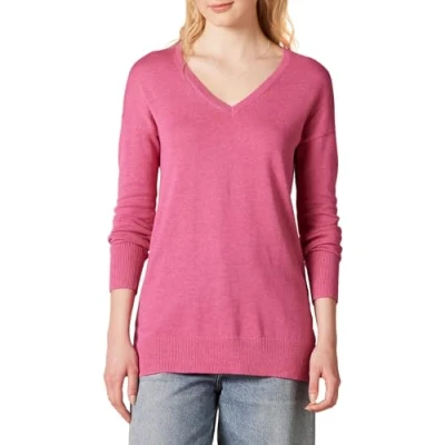 Abbildung von Amazon Essentials Damen Leichter Tunika Pullover Mit Langen Ärmeln Und V Ausschnitt (Erhältlich In Übergröße), Rosa Heide, XL