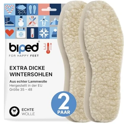 Abbildung von biped extra dicke Lammwoll Sohlen im 2 Paar Set z1015 (36)