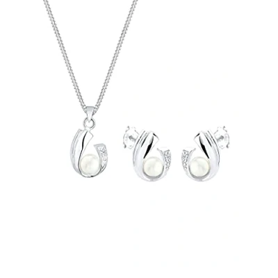 Abbildung von DIAMORE Schmuckset Damen mit Süßwasserperlen und Diamant (0.05 ct.) in 925 Sterling Silber
