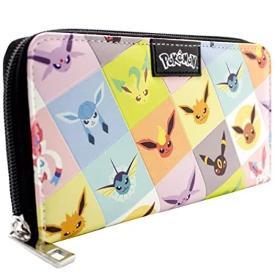 Abbildung von Eevee Eeveelution Umbreon Jolteon Portemonnaie Clutch Münzfach &amp; Kartenhalter, Mehrfarbig