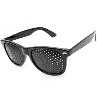 Abbildung von Ganzoo © Raster Brille/Loch Brille für Augen Training und Entspannung, Gitter mit faltbaren Bügeln, Form B, Pinehole Glasses, Farbe: schwarz