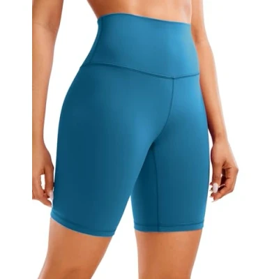 Abbildung von CRZ Yoga Womens Kurze Sporthose Laufshorts Sommer Radlerhose High Waist Fitness Shorts ButterLuxe 20cm Superschallblau 38