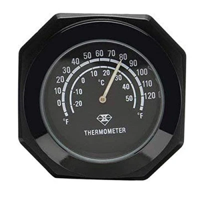 Abbildung von Motorrad Lenkerhalterung Nachtleuchtende Thermometer Uhr Leuchtende Legierung Temperatur Temperaturanzeige Wasserdicht für Bike Schwarz
