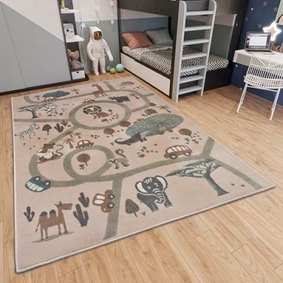 Abbildung von HANSE Home Kinderteppich »Adventures Animal Park«, rechteckig, 8 mm Höhe, Spielteppich, fest, Kinderzimmer, Kurzflor, Spielunterlage
