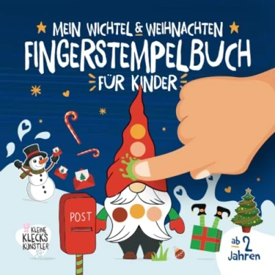 Abbildung von Mein Wichtel &amp; Weihnachten Fingerstempelbuch für Kinder ab 2 Jahren: Mit 32 Fingerabdruck Vorlagen deinen Adventskalender und Wichtelzauber ... (Meine Fingerstempelbücher Jahren)