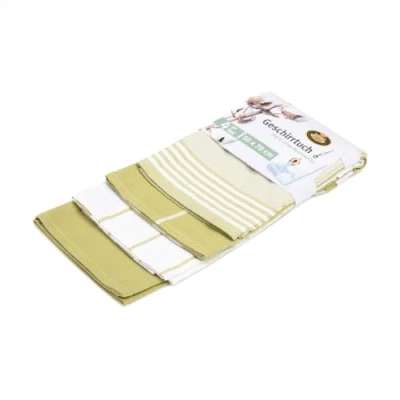 Abbildung von Gözze Geschirrtuch Set, 4 teilig, 100% Baumwoll Jacquard Stoff, hohe Materialdichte (200 g/m²), 50 x 70 cm Lindgrün