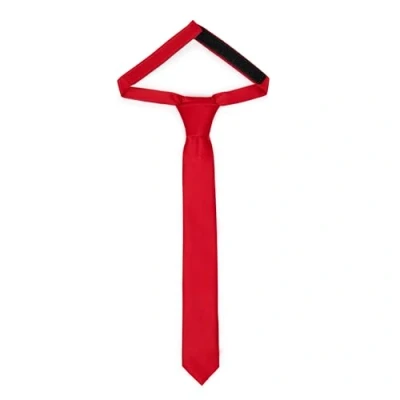 Abbildung von Ladeheid Kinder Krawatte für Jungen Eleganter matter Look, Vorgebunden mit einem Klettverschluß, Perfekt besondere Anlässe Stilvolle Ansteckkrawatte TKM (31cm x 4cm, Rot)