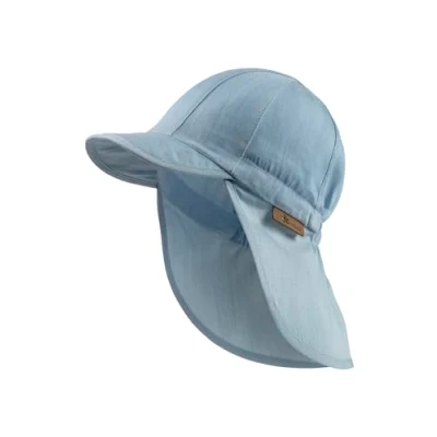 Abbildung von Sterntaler Schirmmütze mit Nackenschutz Musselin Bindeband aus Baumwolle Unisex schützt den Kopf vor der Sonne Sonnenkappe Baby UV 50+ graublau, 47