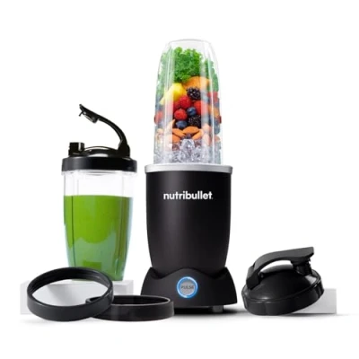 Abbildung von Nutribullet Pro 1200, Elektrischer Mixer, Zerkleinerer, Smoothie Multifunktionsmixer, 1200w Leistung, 700ml und 900ml Gläser, schwarz, NB120MB