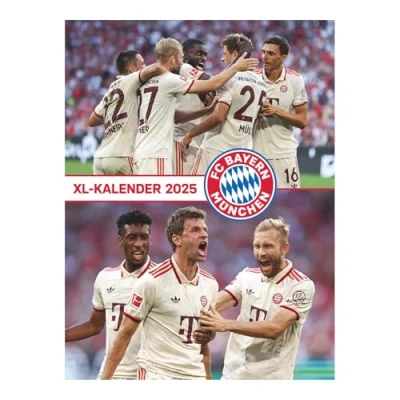 Abbildung von N NEUMANNVERLAGE FC Bayern München 2025 Posterkalender, 48x64cm, Fußball Kalender mit Motiven der Stars, Fan Highlights, Spiralbindung und internationales Kalendarium