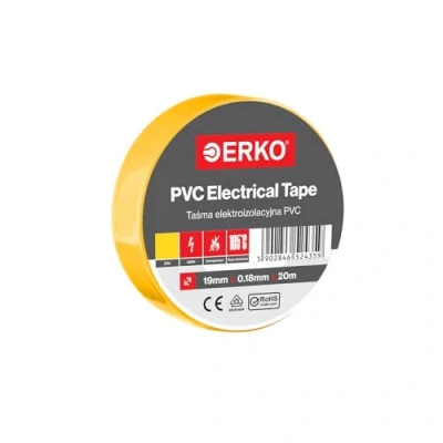 Abbildung von ERKO Isolierband Gelb PVC 19mm x 20m Elektrische Leitungen Reparatur, Hochflexibel mit starker Klebekraft, Chemiebeständig, Polyvinyl Chlorid, Klebeband Universal
