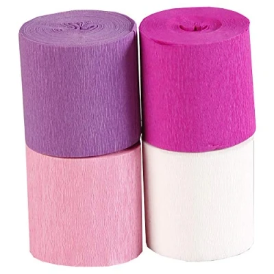 Abbildung von Clairefontaine 914291C Packung mit 4 Streifen feuerfestes Krepppapier, 5cmx10m, sehr weich, elastisch und widerstandsfähig, einfach anzuwenden, ideal für Deko Blumen, Rosa sortiert, 1 Pack