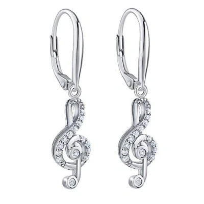 Abbildung von SILVEGO Damen Ohrringe aus 925 Sterling Silber mit Zirkonia Violinschlüssel
