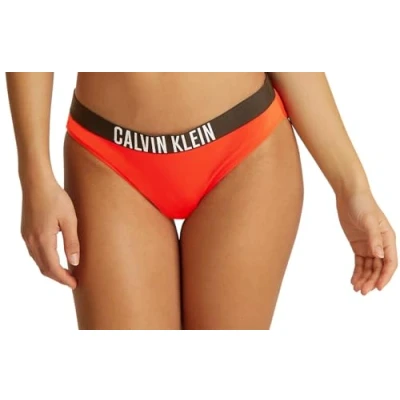Abbildung von Calvin Klein Damen Bikinihose mit Logobund, Rot (Flaming Chili), L